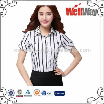 2015 wholesale women western clothing China wholesale design stripe casual shirt for ladies